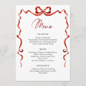 Christmas Whimsical Funky Red Bow Dinner Party Menu (Voorkant)