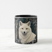 Christmas white fox white wolf sparkling snowflake mok (Midden)