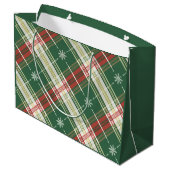 Christmas White Gold Plaid Groot Cadeauzakje (Achterkant Gekanteld)