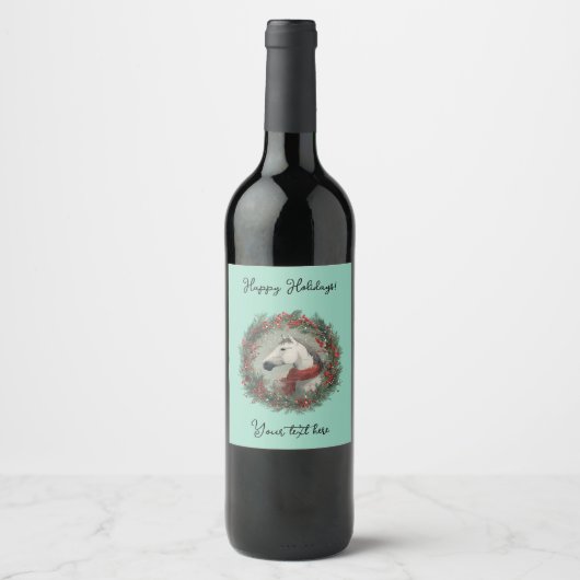 Christmas Wine Bottle Label customizable  Wijn Etiket (Voorkant)