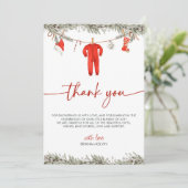 Christmas Winter Baby shower Dank u kaart (Staand voorkant)