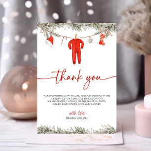 Christmas Winter Baby shower Dank u kaart