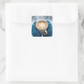 Christmas Winter Coffee With Mittens and Snowflake Vierkante Sticker (Tas)