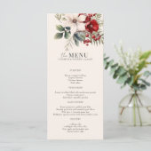 Christmas Winter Floral Elegant Wedding Menu (Debout devant)