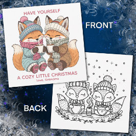Christmas Winter Foxes Drinking Cocoa Color Me Feestdagenkaart
