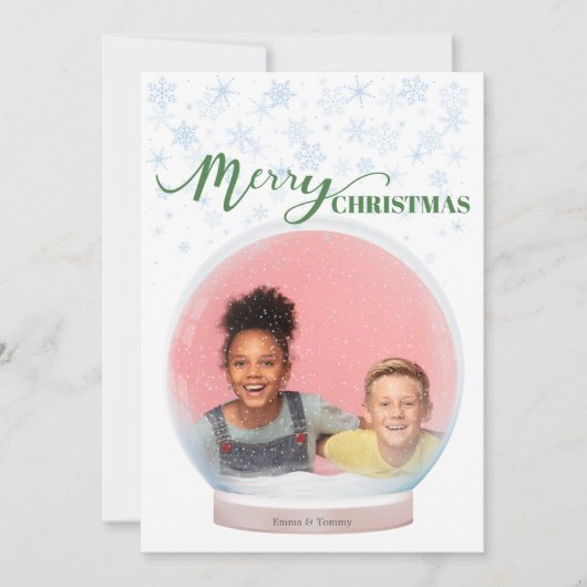 Christmas Winter Snow Globe Custom Photo Card Feestdagenkaart (Voorkant)