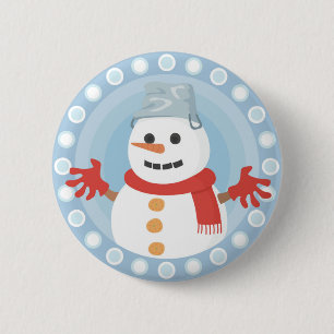 CHRISTMAS WINTER SNOWMAN RONDE BUTTON 5,7 CM