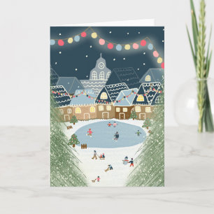 Christmas Winter Village geïllustreerd Kaart