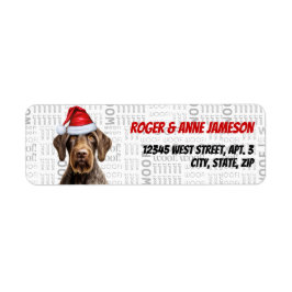 Christmas Wirehaired Pointer Dog Return Address Etiket