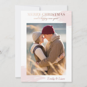 Christmas wishes - Holiday foto card - gold roze Feestdagenkaart