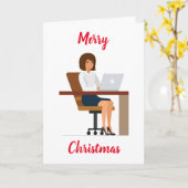 CHRISTMAS WISHT **VROUW OFFICE WORKER" KAART (Gele Bloem)
