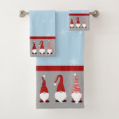 Christmas with Gnomes Blue Red and Gray Bad Handdoek (Insitu)