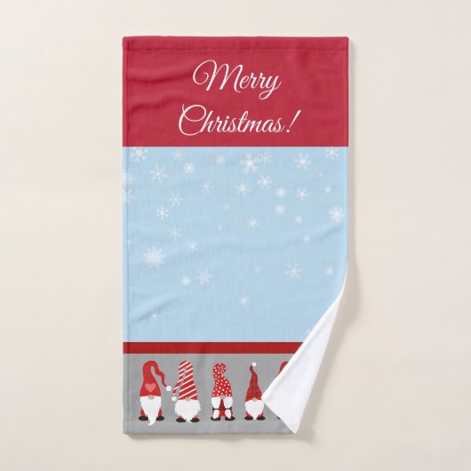 Christmas with Gnomes Blue Red and Gray Bad Handdoek (Handdoek)