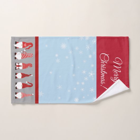 Christmas with Gnomes Blue Red and Gray Bad Handdoek (Handdoek)
