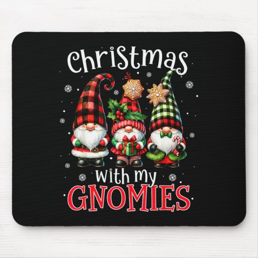 Christmas With My Gnomies Buffalo Plaid Gnome Fami Muismat (Voorkant)