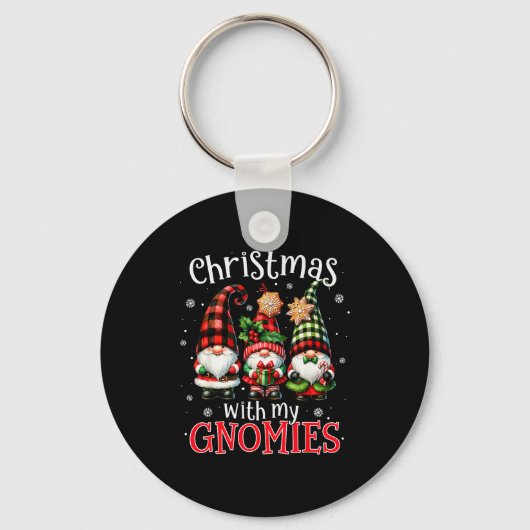 Christmas With My Gnomies Buffalo Plaid Gnome Fami Sleutelhanger (Voorkant)