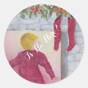 CHRISTMAS WONDER FIREPLACE PEACEFUL JOY RONDE STICKER