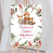 Christmas Woodland Animals Baby shower Welkom