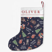 Christmas Woodland Animals Custom Name Kleine Kerstsok (Achterkant)