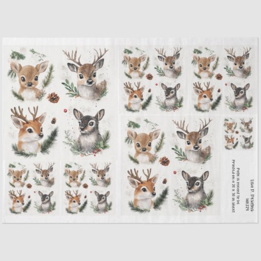 Christmas Woodland Deer Foliage Tissuepapier (Voorkant)