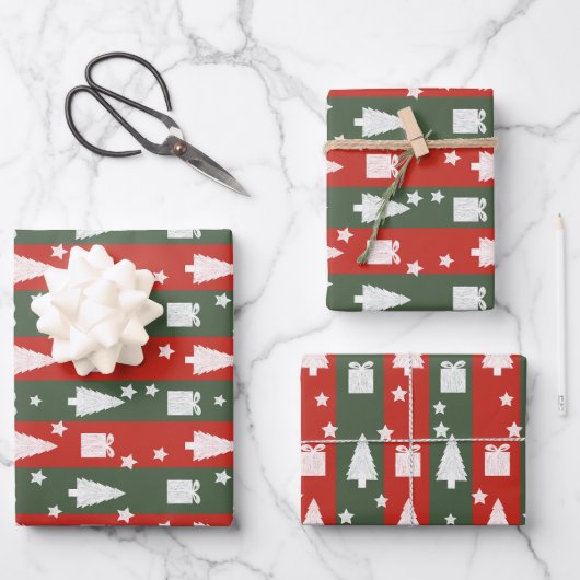 Christmas Wrap Paper Flat Sheet (Set of 3) (Voorkant)