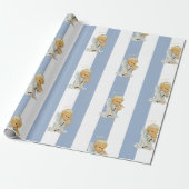 Christmas Wrapping Blue & White Stripe Angel Baby Cadeaupapier (Uitgerold)