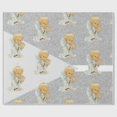 Christmas Wrapping Grey Angel Baby Cadeaupapier (Vlak)