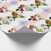 Christmas Wrapping Pink & White Stripe Santa Cadeaupapier (Hoek)