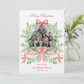 Christmas Wreath Candy Cane Bow | Photo Card Save The Date (Staand voorkant)