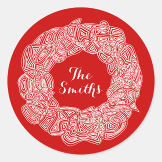 Christmas Wreath Classic Round Sticker