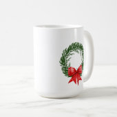 Christmas Wreath Coffee Mug with Red Bow  (Devant droit)