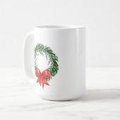 Christmas Wreath Coffee Mug with Red Bow Koffiemok (Voorkant links)