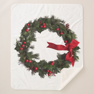 CHRISTMAS WREATH Fleece Blanket Sherpa Deken