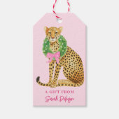 Christmas Wreath Leopard Cadeaulabel (Voorkant)