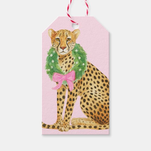 Christmas Wreath Leopard  Cadeaulabel (Voorkant)