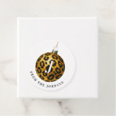 Christmas Wreath Leopard Crest Monogram Bedankjes Labels (In situ)