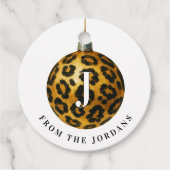 Christmas Wreath Leopard Crest Monogram Bedankjes Labels (Voorkant)