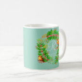 Christmas Wreath Monogram Licht Blauwgroen Koffiemok (Voorkant rechts)