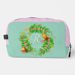 Christmas Wreath Monogram Licht Blauwgroen Toilettasje