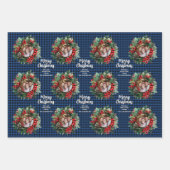 Christmas Wreath Plaids Family Photos Personalized Inpakpapier Vel (Voorkant 3)