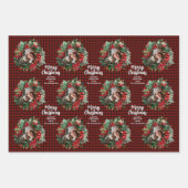 Christmas Wreath Plaids Family Photos Personalized Inpakpapier Vel (Voorkant 2)