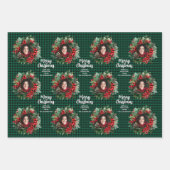 Christmas Wreath Plaids Family Photos Personalized Inpakpapier Vel (Voorkant)