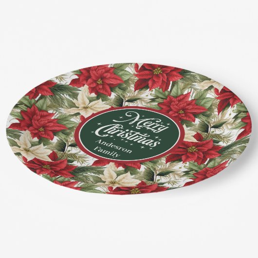 Christmas Wreath Red Green Modern Paper Plates Papieren Bordje (Gekanteld)
