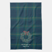 Christmas Wreath Tartan Plaid Family Name Theedoek (Verticaal)