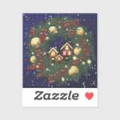 Christmas wreath with pine branches sticker (Vel)