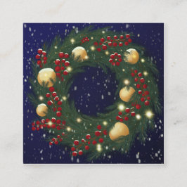 Christmas wreath with pine branches vierkante visitekaartje