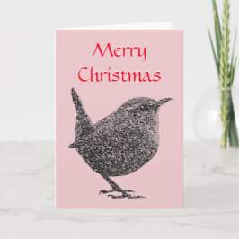 Christmas Wren Wenskaart (rood script) Feestdagen Kaart