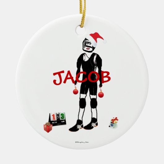 Christmas Wrestling Cartoon Keramisch Ornament (Voorkant)