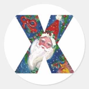CHRISTMAS X BRIEF / SANTA CLAUS MET RODE RIBBON RONDE STICKER