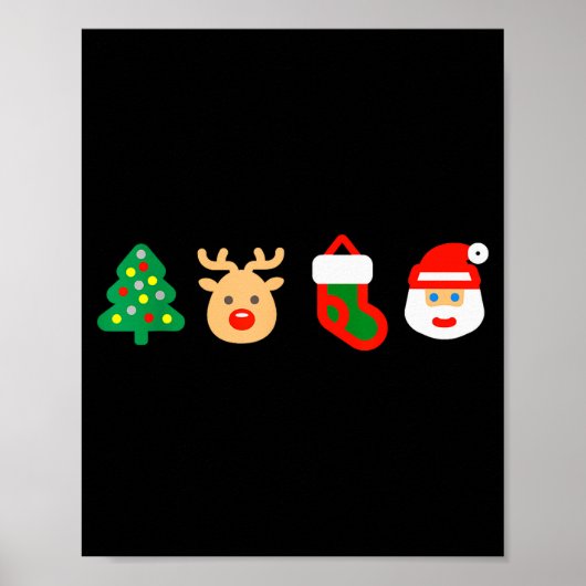 Christmas Xmas Santa, Tree, Stocking, Reindeer Des Poster (Voorkant)